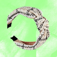Scünci Ivory Windowpane Plaid Headband