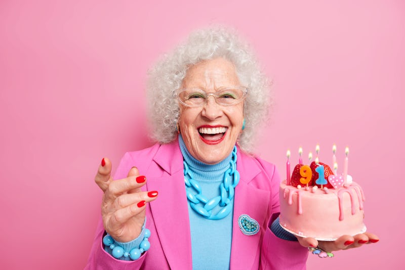 older woman celebrating her birthday
