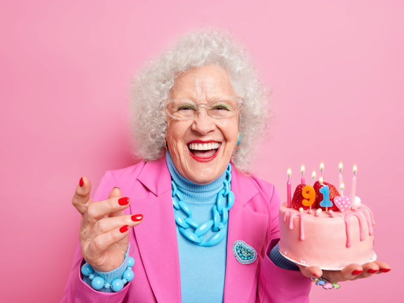 older woman celebrating her birthday