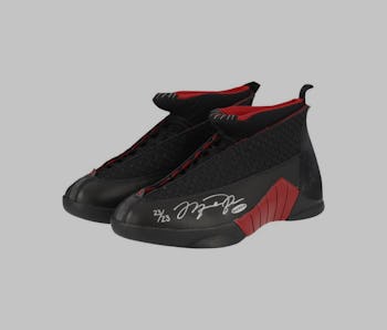 Upper Deck Jordan 15 sneakers signed by Michael Jordan