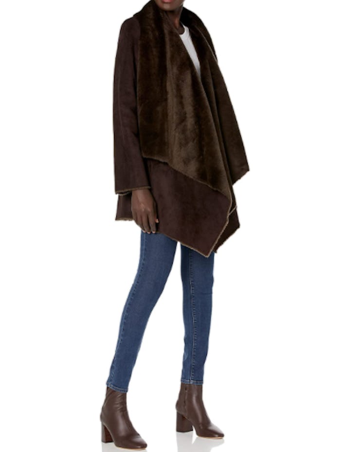 Calvin Klein Shawl Collar Faux Shearling Coat