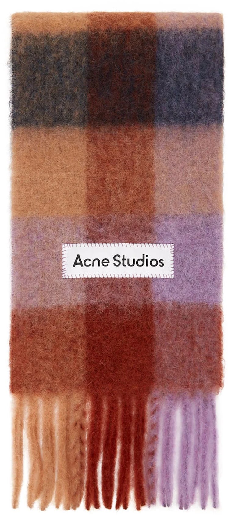 Brown & Purple Alpaca Check Scarf