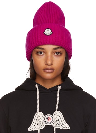 8 Moncler Palm Angels Pink Wool Beanie