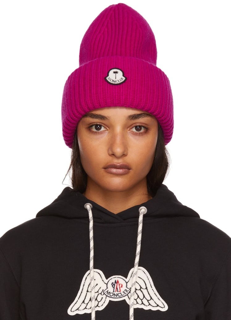 8 Moncler Palm Angels Pink Wool Beanie
