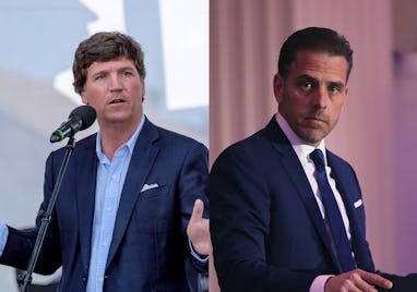 Diptych of Tucker Carlson and Hunter Biden.