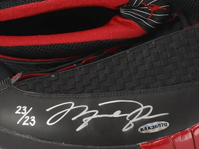 Upper Deck Jordan 15 sneakers signed by Michael Jordan