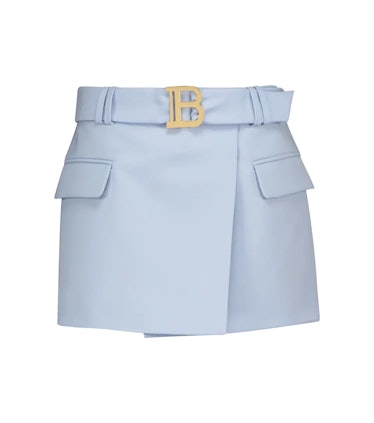 Balmain blue belted miniskirt.