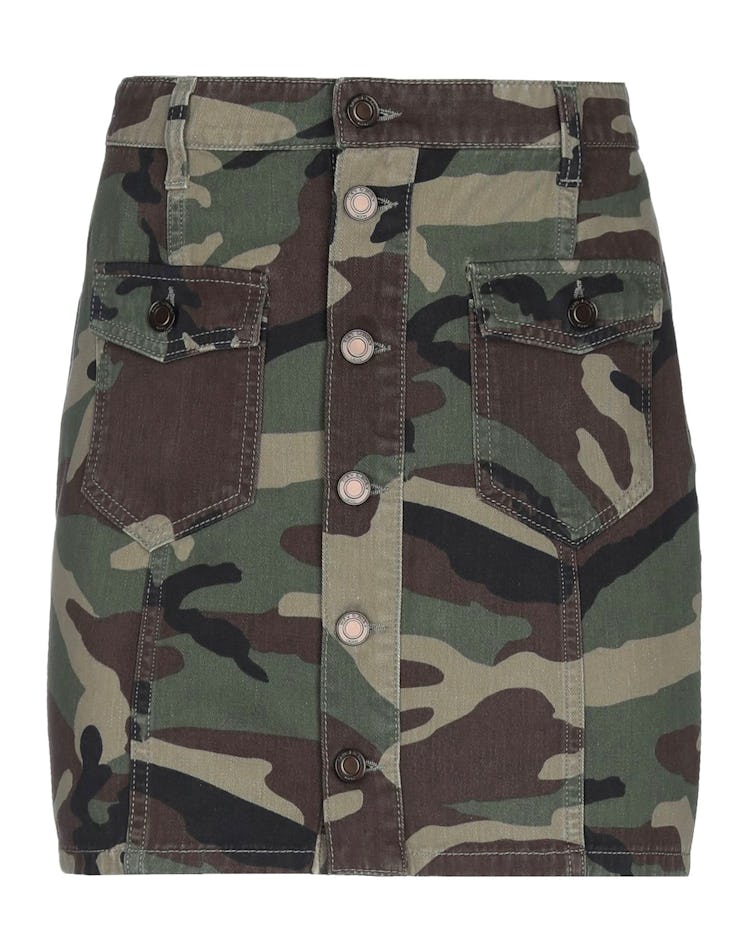 Saint Laurent camo mini skirt.