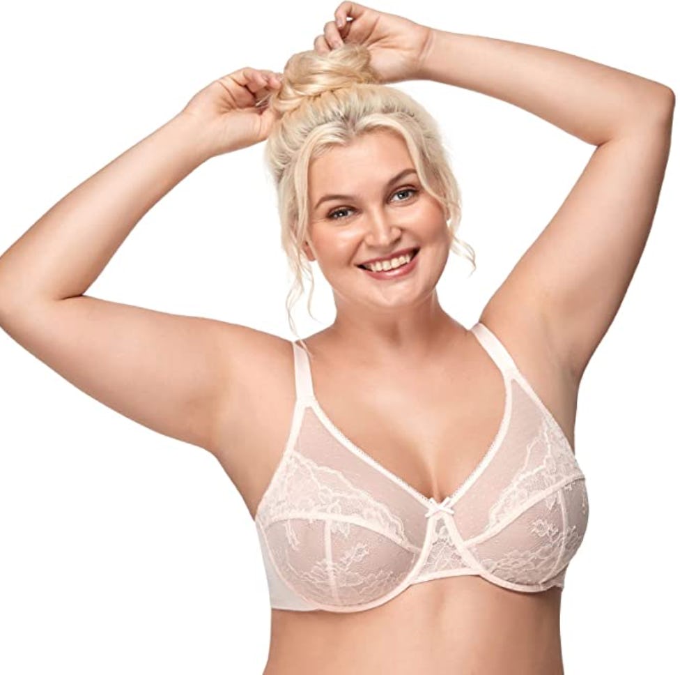 HSIA Full Coverage Unlined Lace Underwire Bra