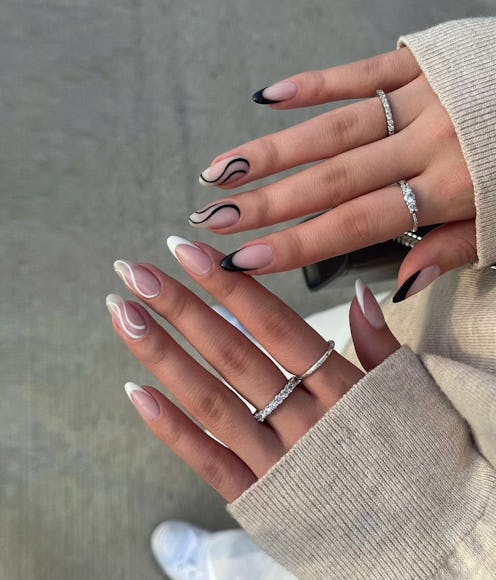 winter nail art black and white designs