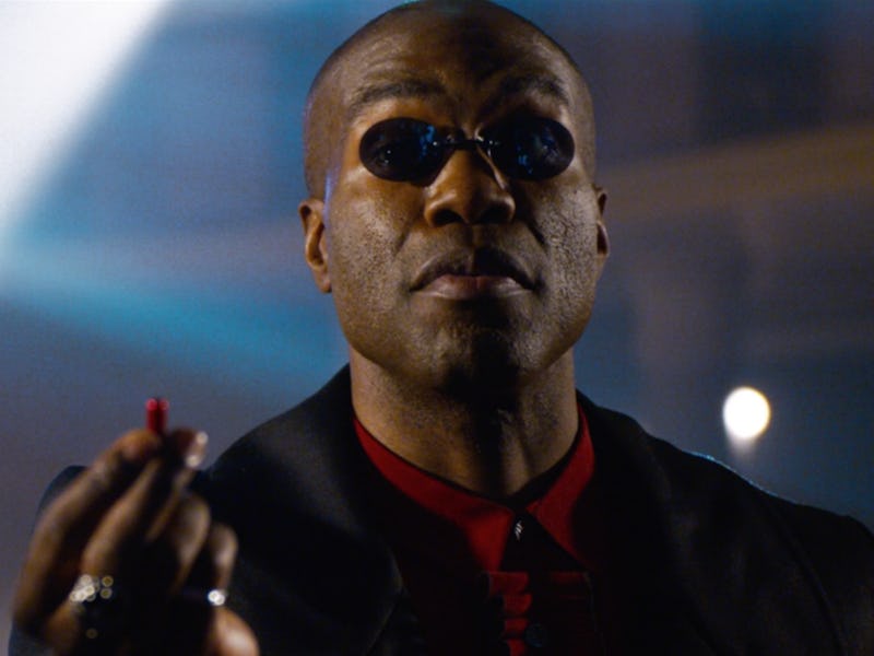A closeup of Morpheus from Matrix