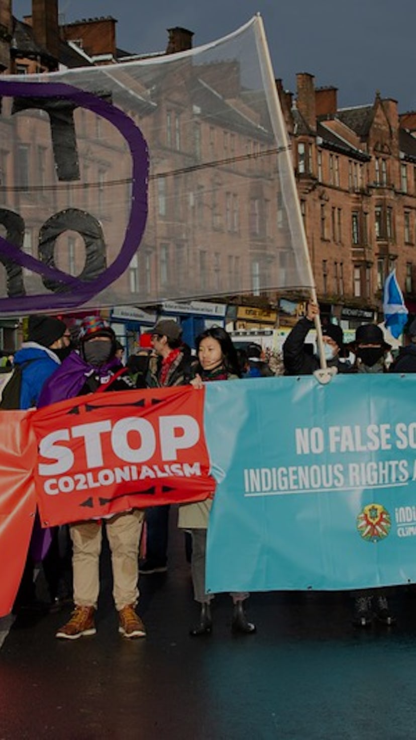 Organizers of Indigenous Climate Action protesting