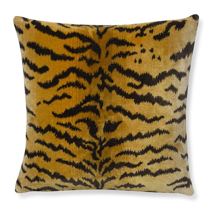 The House of Scalamandre Tiger Pillow Cover, 20" X 20", Gold