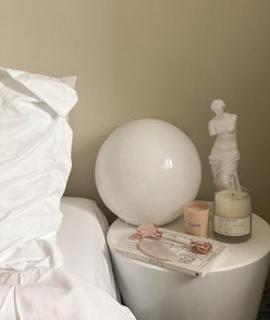 Bedside beauty products minimalist lamp