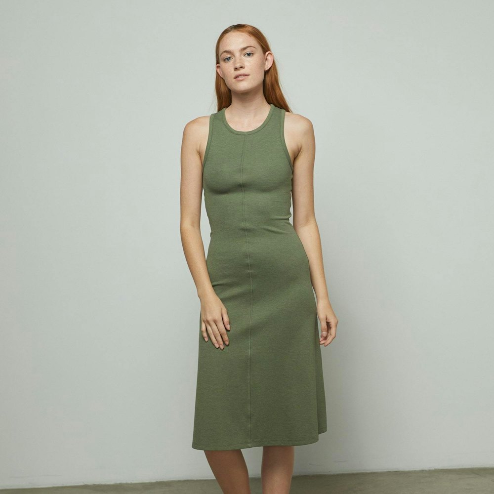 Restore Fitted Dress in Humble Green Heather