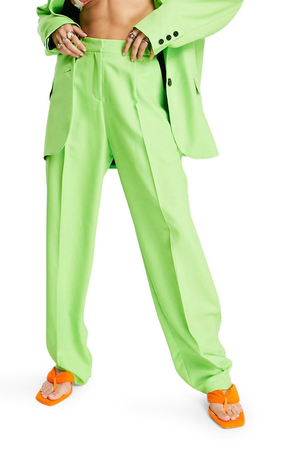 Straight Leg Trousers in Bright Green