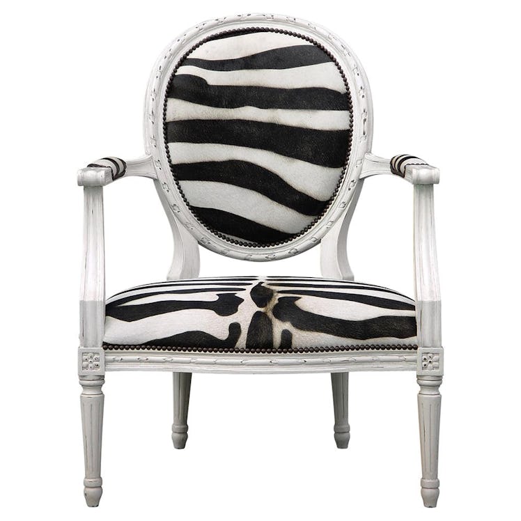 Sophie Antique White Zebra Arm Chair