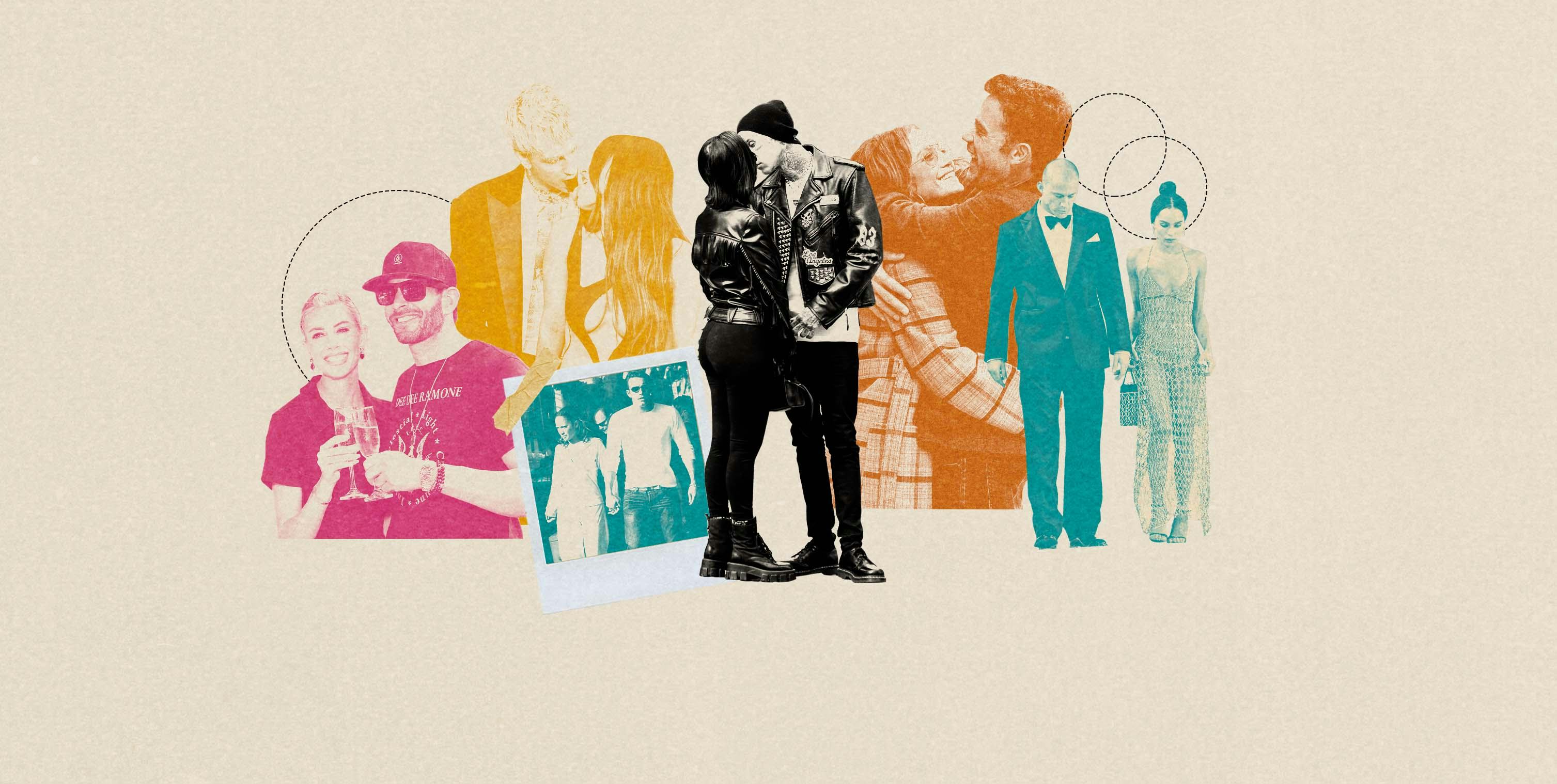 2021 celebrity couples like Kourtney Kardashian and Travis Barker, Bennifer, and MGK and Megan Fox d...