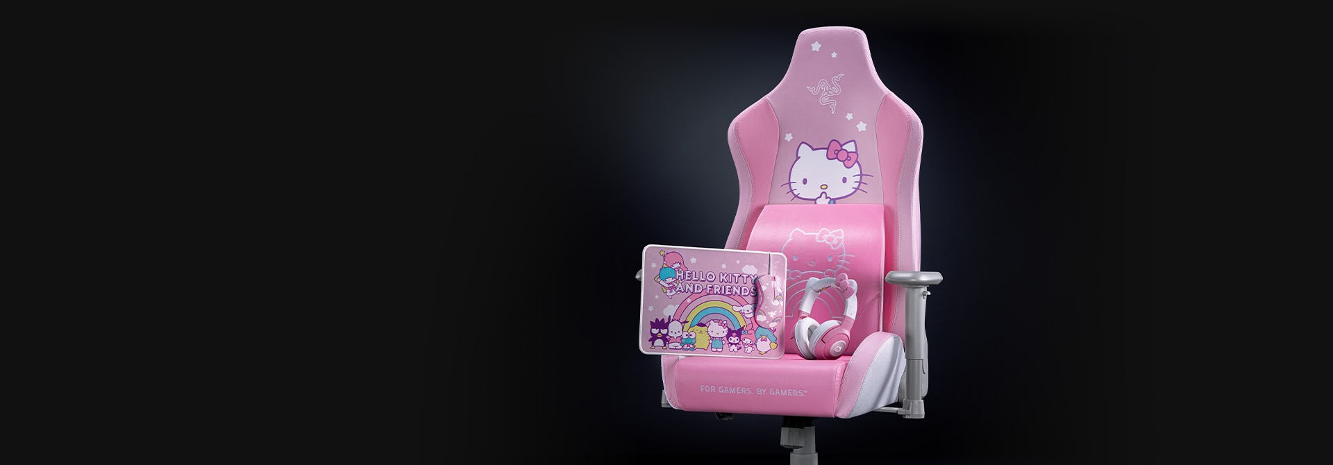 A gaming chair being offered as part of Razer's Hello Kitty collaboration 