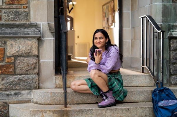 Amrit Kaur filming 'The Sex Lives of College Girls.'