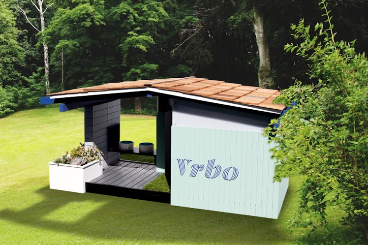 These customized Vrbo doghouses are available for purchase. 
