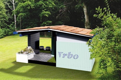 These customized Vrbo doghouses are available for purchase. 