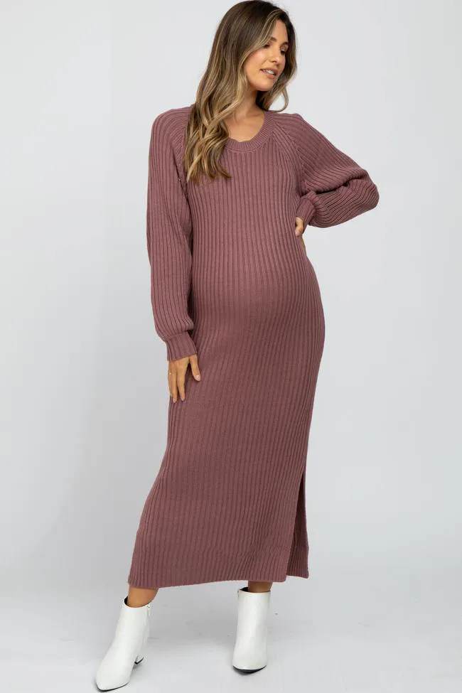 SISKIN Maxi Slimming Fitted Sweater Dress – Long Sleeve Ribbed Bodycon Knit, Maternity & Baby Shower Friendly