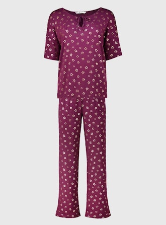 Purple Foil Star Tie Neck Pyjamas