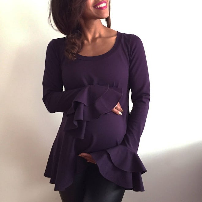 flare purple maternity shirt