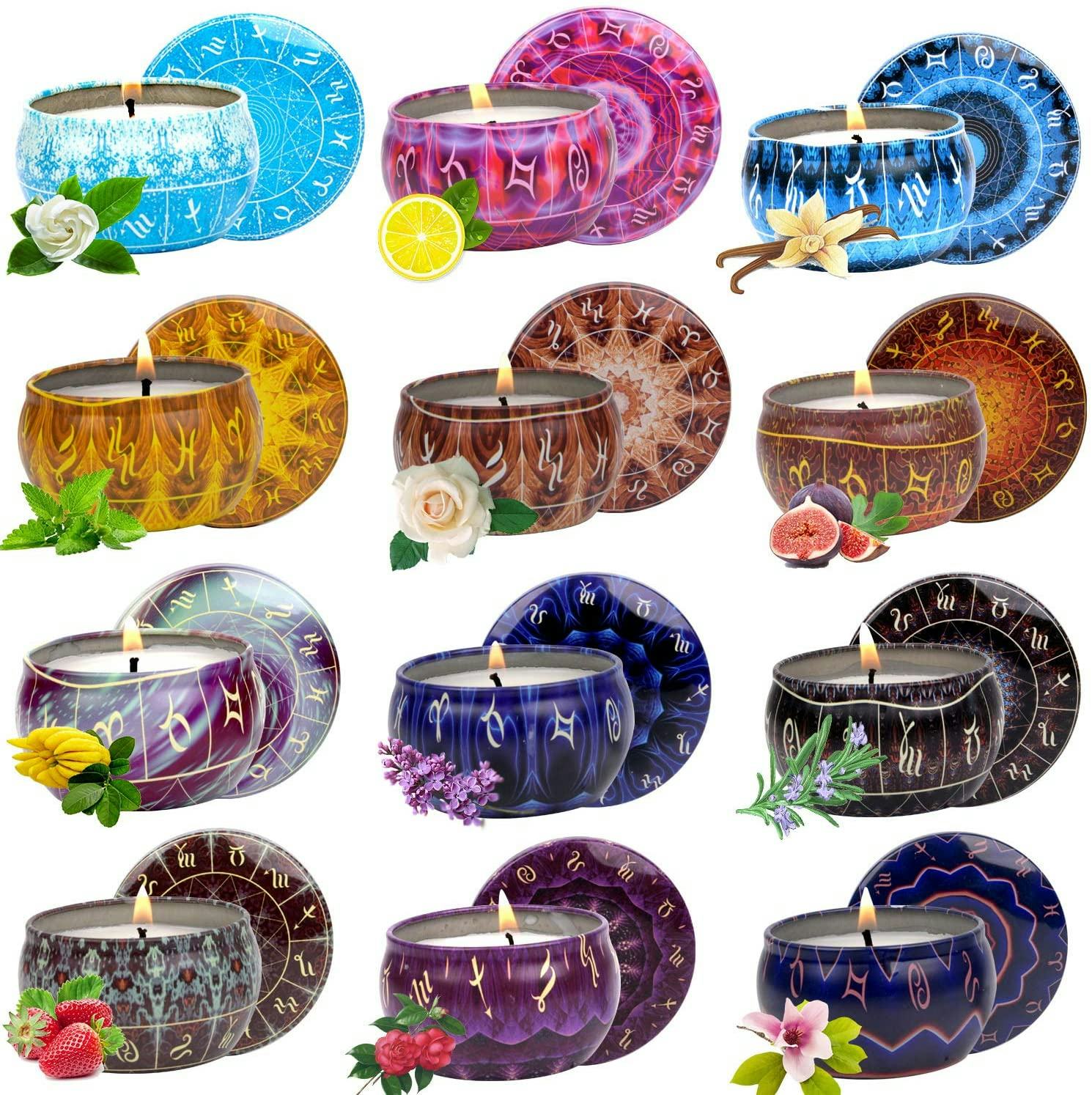 WuNa Constellations Scented Candles Gift Set (12-Pack)