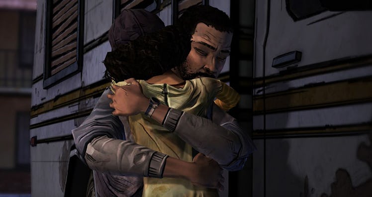 Lee and Clementine in The Walking Dead.