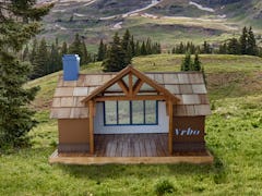 Vrbo's customized doghouses include a luxe cabin that looks like a chalet.