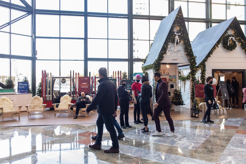 Here's what to expect at Bustle's Shop Holiday experience at The Lodge in Brookfield Place.