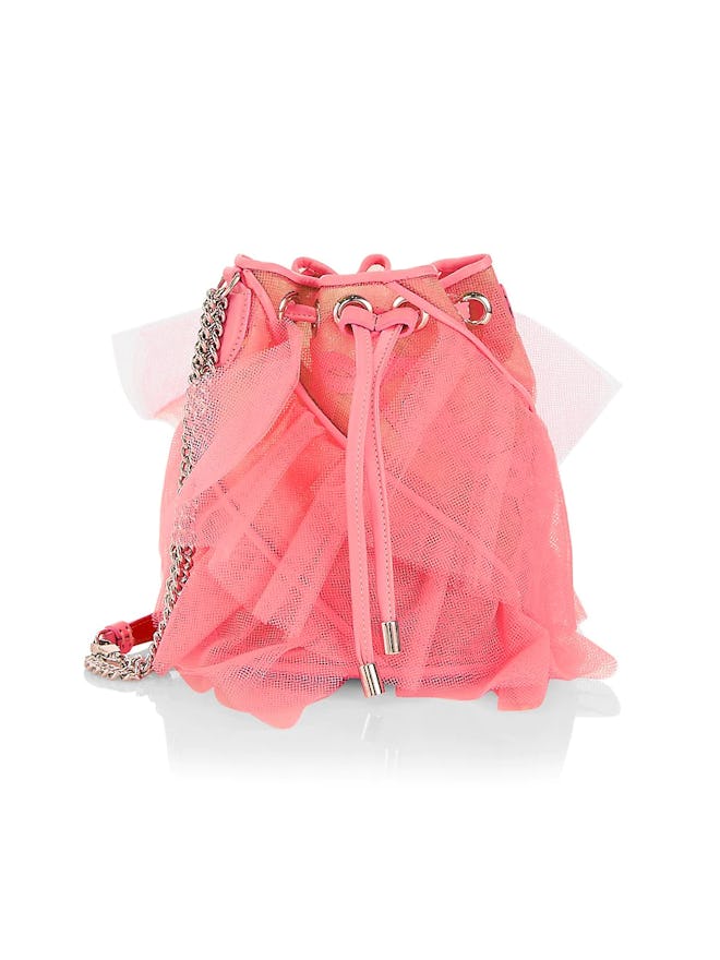 Christian Louboutin Marie Jane pink Tulle Bucket Bag.