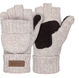 Bodvera Thermal Insulation Fingerless Texting Wool Gloves