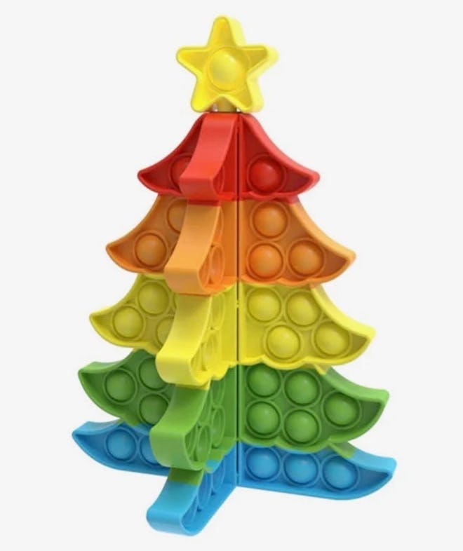 A Christmas Tree pop-it is a holiday themed fidget toy.