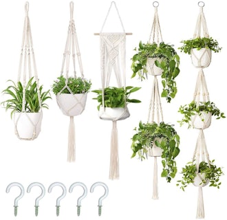 AerWo Macrame Plant Hangers (5-Pack)