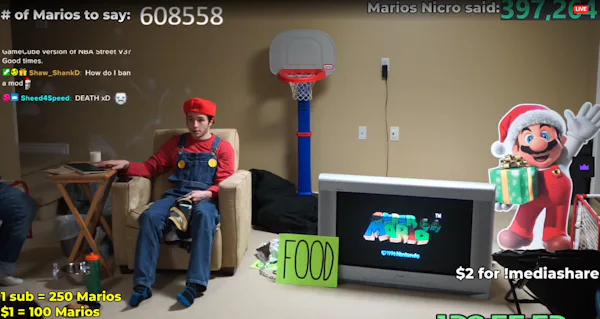Twitch streamer says 'Mario' 400,000 times in marathon broadcast