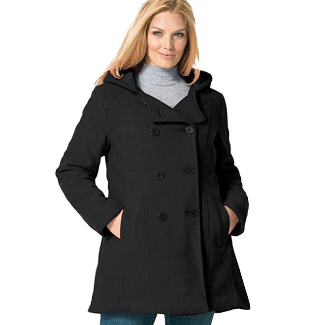 Woman Within Double-Breasted Peacoat