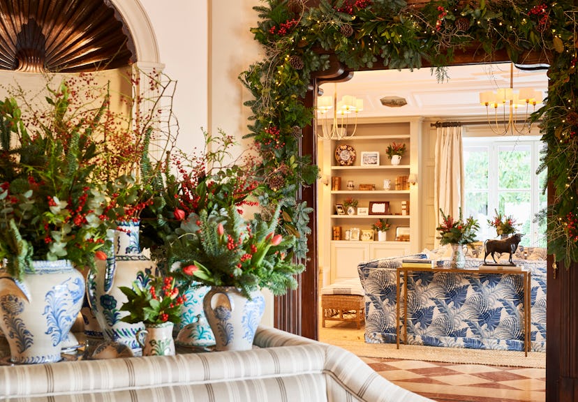 Mistletoe, holly, and fir plants in the Marbella Club Hotel