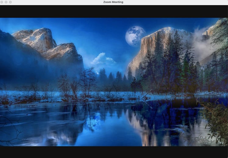 These winter Zoom backgrounds include pretty views of mountains and lakes.