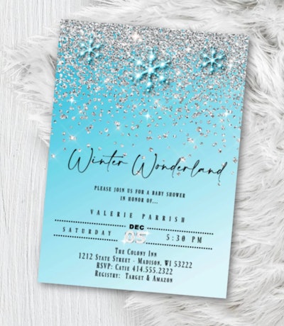 Winter wonderland baby shower invitation 