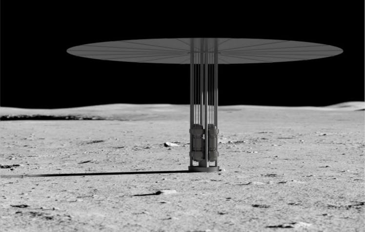 Artist’s impression of the Kilopower fission reactor on the Moon.