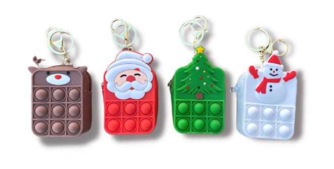 These Christmas pop it coin pouch keychains are fun holiday-themed pop-its. 