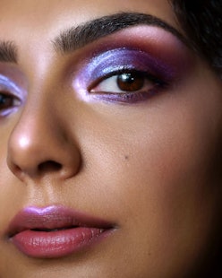 woman wearing glitter eyeshadow