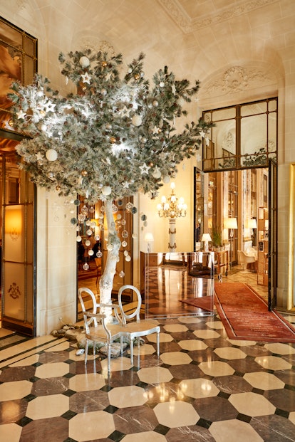 Whimsical tree in the lobby of Le Meurice hotel