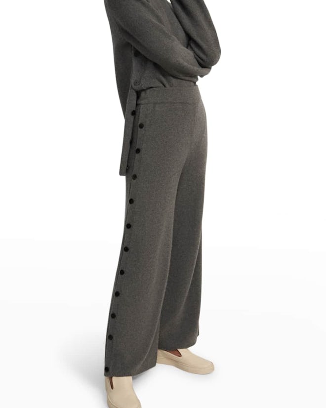 Theory Button-Up Wool-Cashmere Pants 