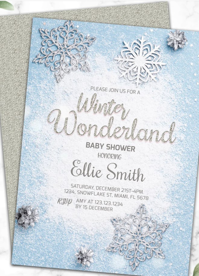 Winter wonderland baby shower invitation 