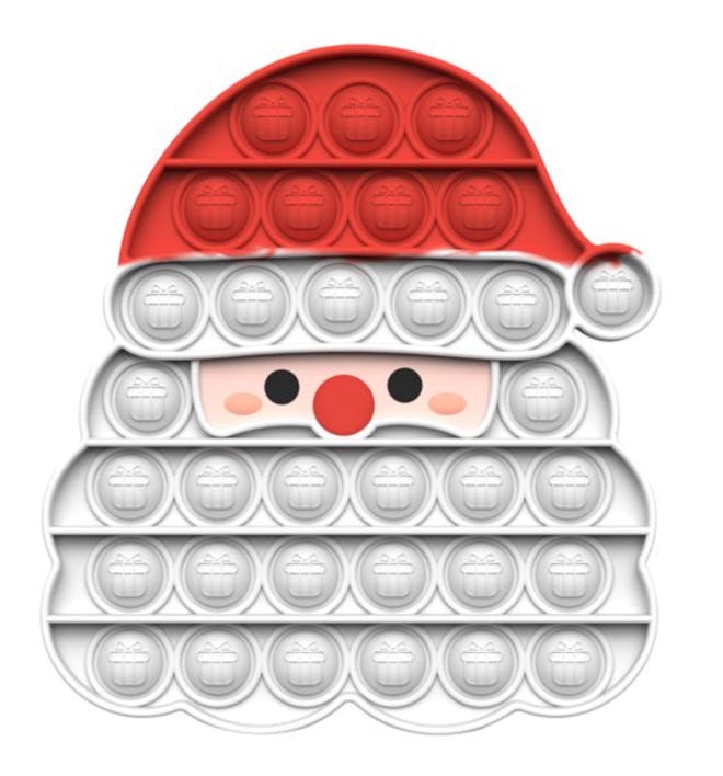 This holiday-themed pop-it is shaped like Santa.