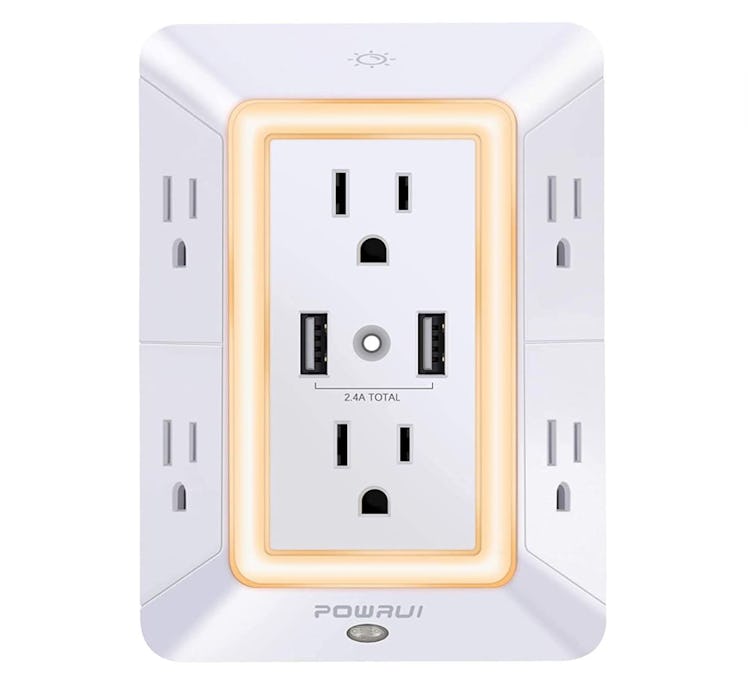 POWRUI 6-Outlet Extender with 2 USB Charging Ports